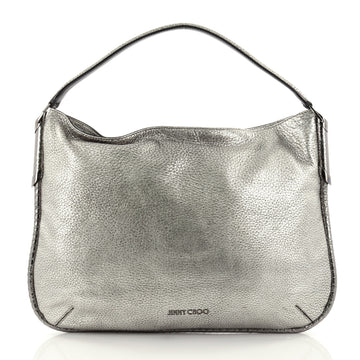 Jimmy Choo Zoe Hobo Leather with Snakeskin Silver 2484106