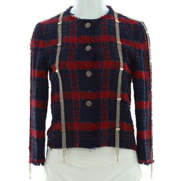 Chanel Women's Vintage CC Pending Chains Button Up Jacket Tweed