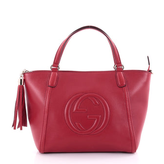 Gucci Soho Convertible Top Handle Bag Leather Medium Red 2484402