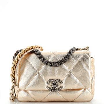 Chanel 19 Flap Bag Stitched Metallic Goatskin Medium