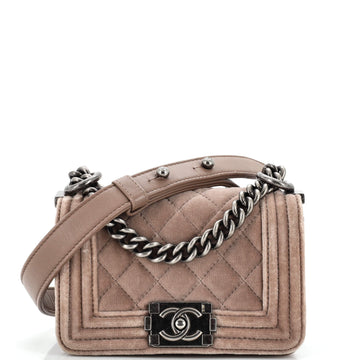 Chanel Boy Flap Bag Quilted Velvet Mini