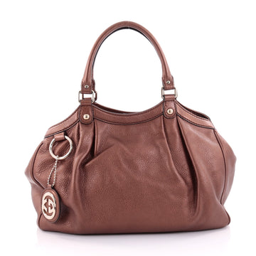 Gucci Sukey Tote Leather Medium Brown 2485002
