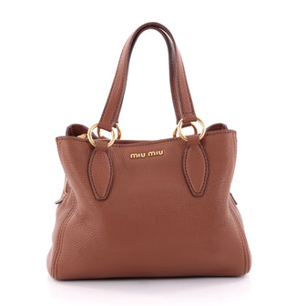 Miu Miu Phenix Convertible Tote Leather Medium Brown 2485003