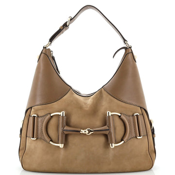 Gucci Web Horsebit Heritage Hobo Nubuck