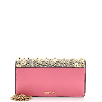 Prada Wallet on Chain City Calf with Studded Lizard