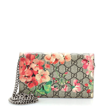 Gucci Chain Wallet Blooms Print GG Coated Canvas