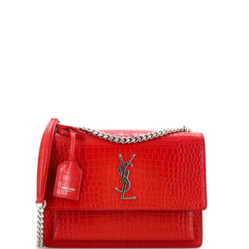 Saint Laurent Sunset Crossbody Bag Crocodile Embossed Leather Medium