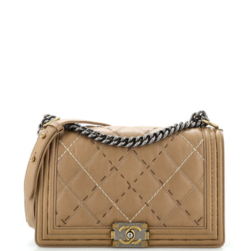 Chanel Double Stitch Boy Flap Bag Quilted Calfskin New Medium