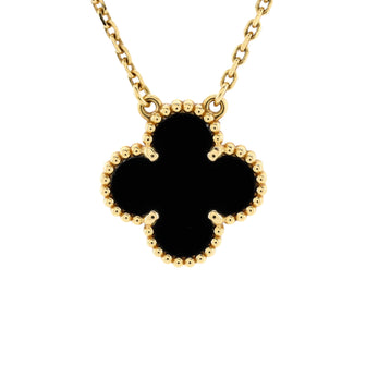 Van Cleef & Arpels Vintage Alhambra Pendant Necklace 18K Yellow Gold and Onyx