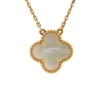 Van Cleef & Arpels Vintage Alhambra Pendant Necklace 18K Yellow Gold and Mother of Pearl
