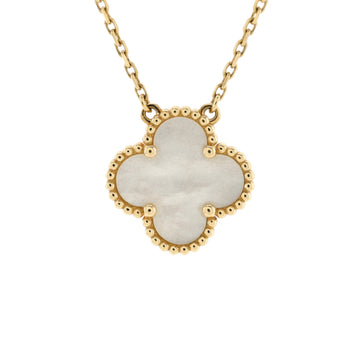 Van Cleef & Arpels Vintage Alhambra Pendant Necklace 18K Yellow Gold and Mother of Pearl