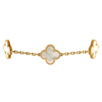 Van Cleef & Arpels Vintage Alhambra 5 Motifs Bracelet 18K Yellow Gold and Mother of Pearl
