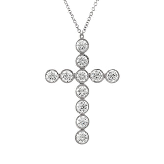 Tiffany & Co. Jazz Cross Station Pendant Necklace Platinum with Diamonds