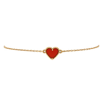 Van Cleef & Arpels Sweet Alhambra Heart Bracelet 18K Yellow Gold and Carnelian