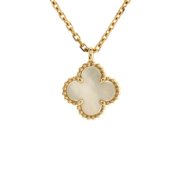 Van Cleef & Arpels Sweet Alhambra Pendant Necklace 18K Yellow Gold and Mother of Pearl
