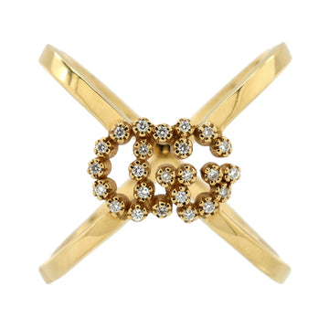 Gucci GG Running Cross Ring 18K Yellow Gold with Diamonds