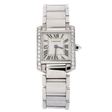 Cartier Tank Francaise Quartz Watch White Gold with Diamond Bezel 20