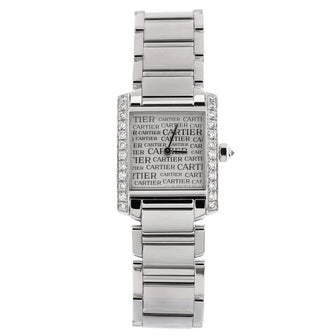 Cartier Tank Francaise Anniversary Logo Dial Quartz Watch White Gold with Diamond Bezel 20
