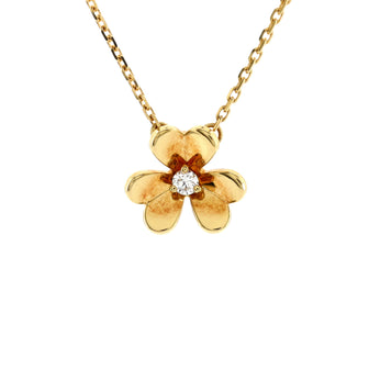 Van Cleef & Arpels Frivole Pendant Necklace 18K Yellow Gold and Diamond Mini