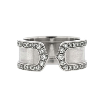 Cartier C de Cartier Ring 18K White Gold with Pave Diamonds 8mm