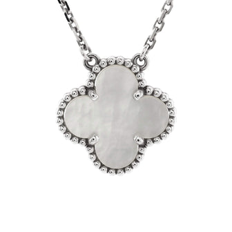 Van Cleef & Arpels Vintage Alhambra Pendant Necklace 18K White Gold and Mother of Pearl