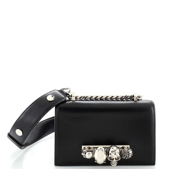 Alexander McQueen Biker Jewelled Flap Satchel Leather Mini