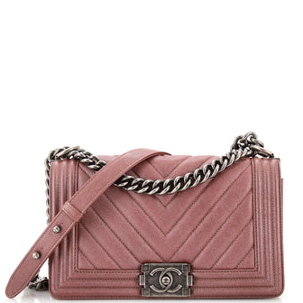 Chanel Boy Flap Bag Chevron Caviar Old Medium