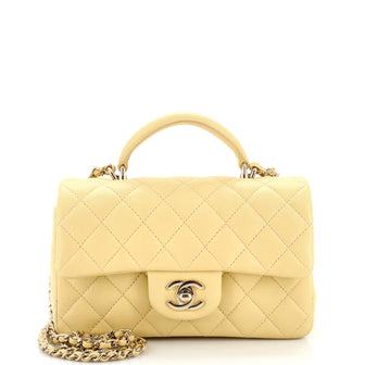 Chanel Classic Single Flap Top Handle Bag Quilted Lambskin Mini