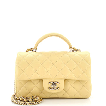 Chanel Classic Single Flap Top Handle Bag Quilted Lambskin Mini