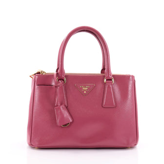 Prada Double Zip Lux Tote Vernice Saffiano Leather Mini Pink 2486401
