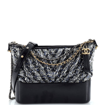 Chanel Gabrielle Hobo Chevron PVC Over Tweed Medium