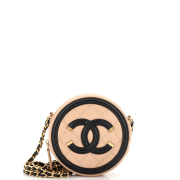 Chanel Filigree Round Clutch with Chain Quilted Caviar Mini