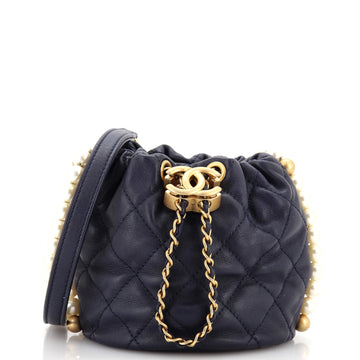 Chanel About Pearls Bucket Bag Quilted Calfskin Mini