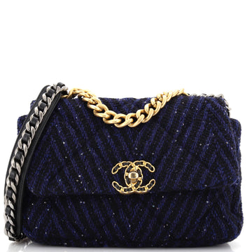 Chanel 19 Flap Bag Quilted Tweed and Sequins Medium