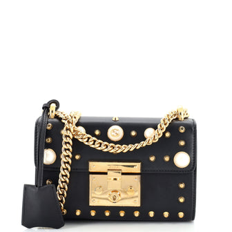 Gucci Pearly Padlock Shoulder Bag Studded Leather Small