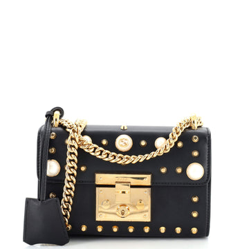 Gucci Pearly Padlock Shoulder Bag Studded Leather Small