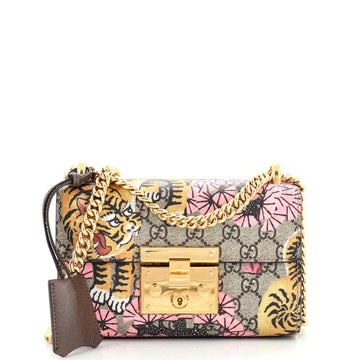 Gucci Padlock Shoulder Bag Bengal Print GG Coated Canvas Small