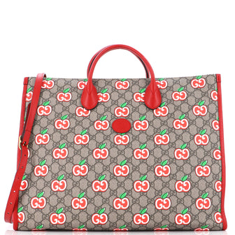 Gucci Convertible Open Tote Apple GG Coated Canvas Large