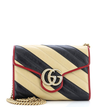 Gucci GG Marmont Chain Wallet Diagonal Quilted Leather Mini