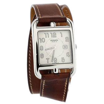 Hermes Cape Cod Double Tour Quartz Watch Stainless Steel and Leather 29