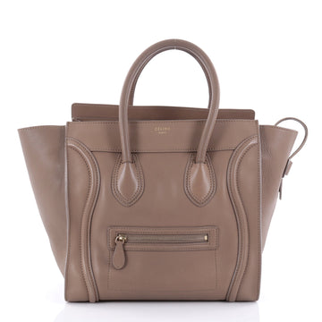 Celine Luggage Handbag Smooth Leather Mini Neutral 2486801