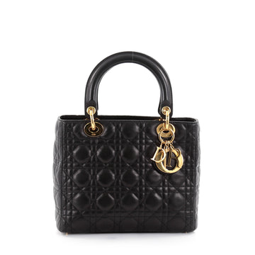 Christian Dior Lady Dior Handbag Cannage Quilt Lambskin Black 2486802