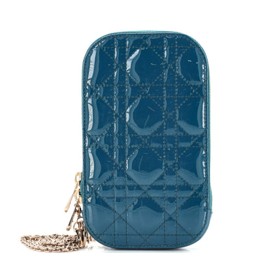 Christian Dior Lady Dior Phone Holder on Chain Cannage Quilt Patent