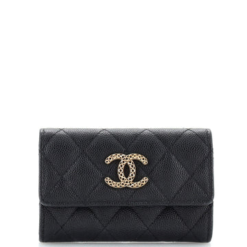 Chanel Textured CC Flap Card Case Quilted Caviar