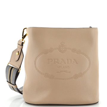 Prada Logo Bucket Messenger Bag Vitello Phenix Medium