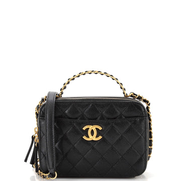 Chanel Pick Me Up Logo Handle Vanity Case Quilted Caviar Mini