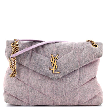 Saint Laurent Loulou Puffer Shoulder Bag Quilted Vintage Denim Medium