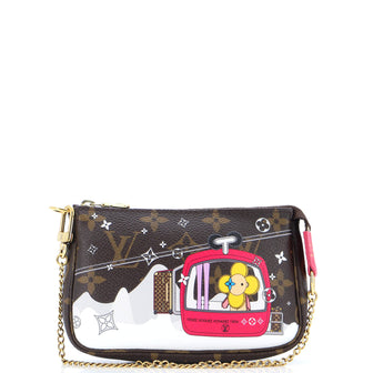 Louis Vuitton Pochette Accessoires Limited Edition Vivienne Xmas Monogram Canvas Mini