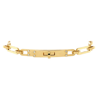 Hermes Kelly Chaine Bracelet 18K Yellow Gold with Diamonds Small