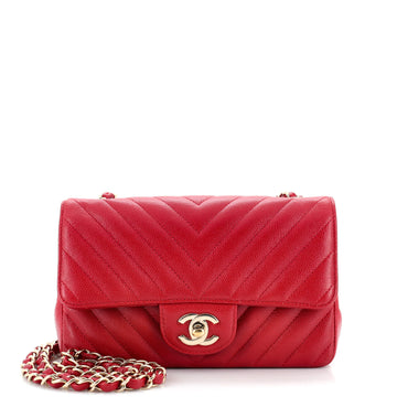 Chanel Classic Single Flap Bag Chevron Caviar Mini